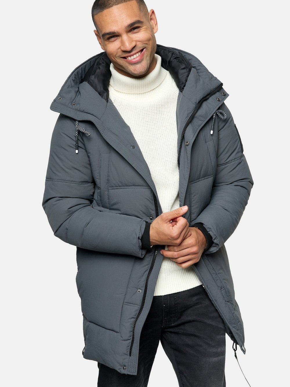 Indicode Parka Herren Polyamid grau, M