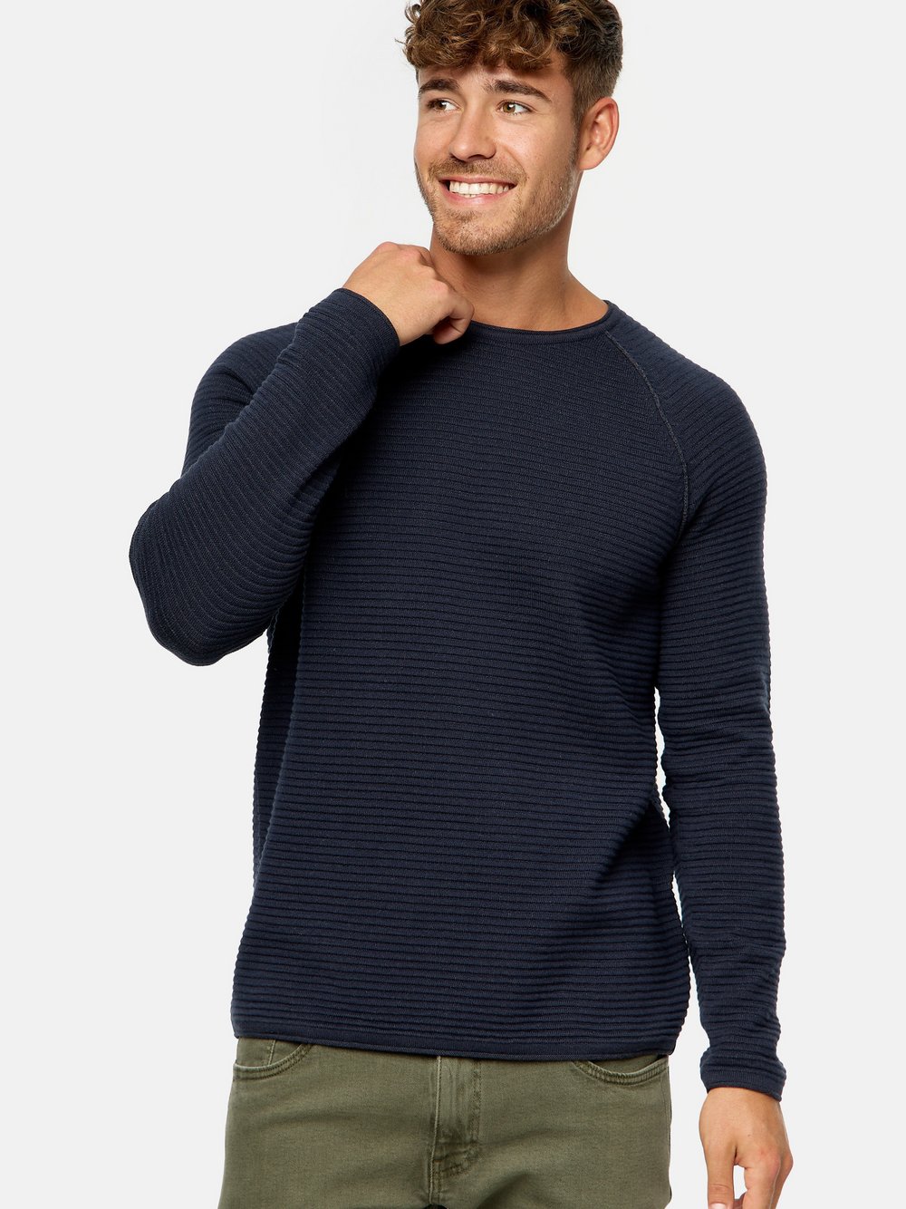 Indicode Strickpullover Herren Baumwolle blau, XXL