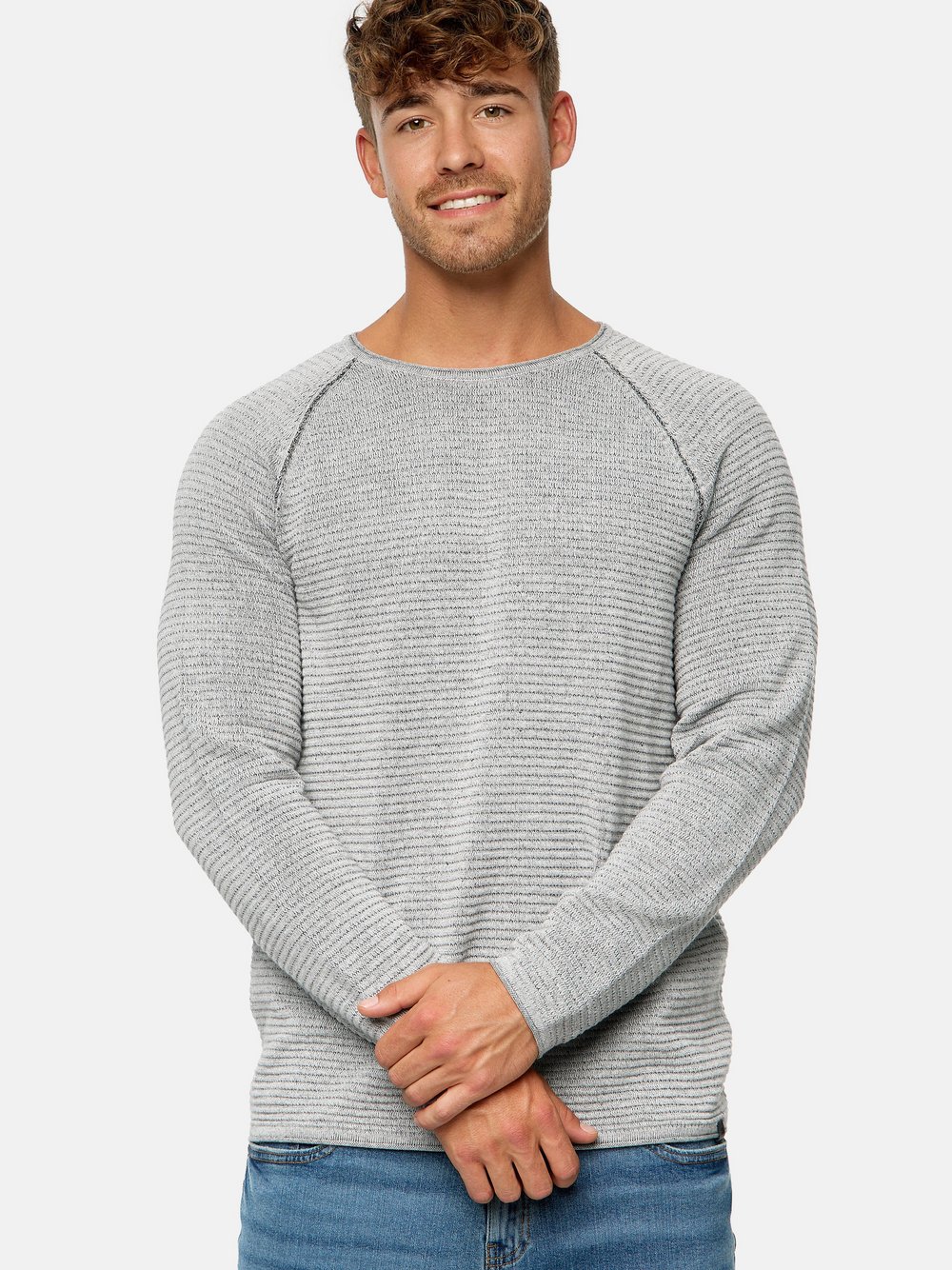 Indicode Strickpullover Herren Baumwolle grau, L