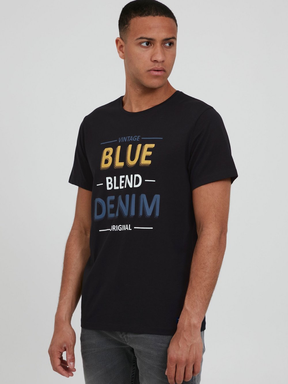 BLEND T-Shirt Herren Baumwolle schwarz bedruckt, M