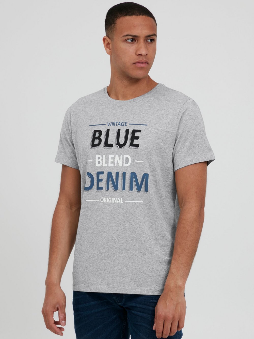 BLEND T-Shirt Herren Baumwolle grau bedruckt, M