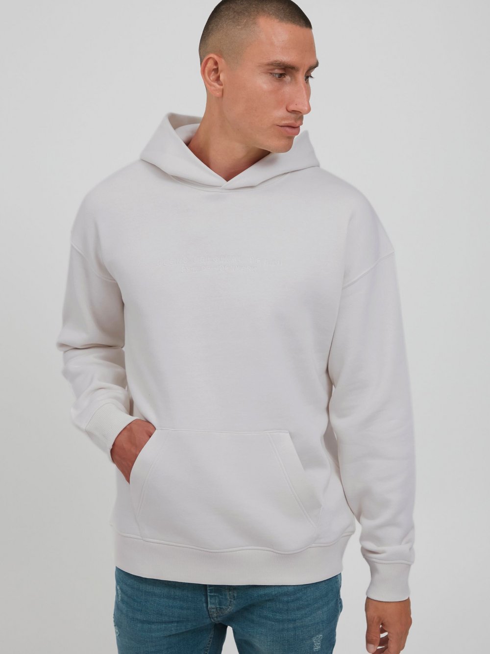 BLEND Kapuzensweatshirt Herren beige gemustert, XXL