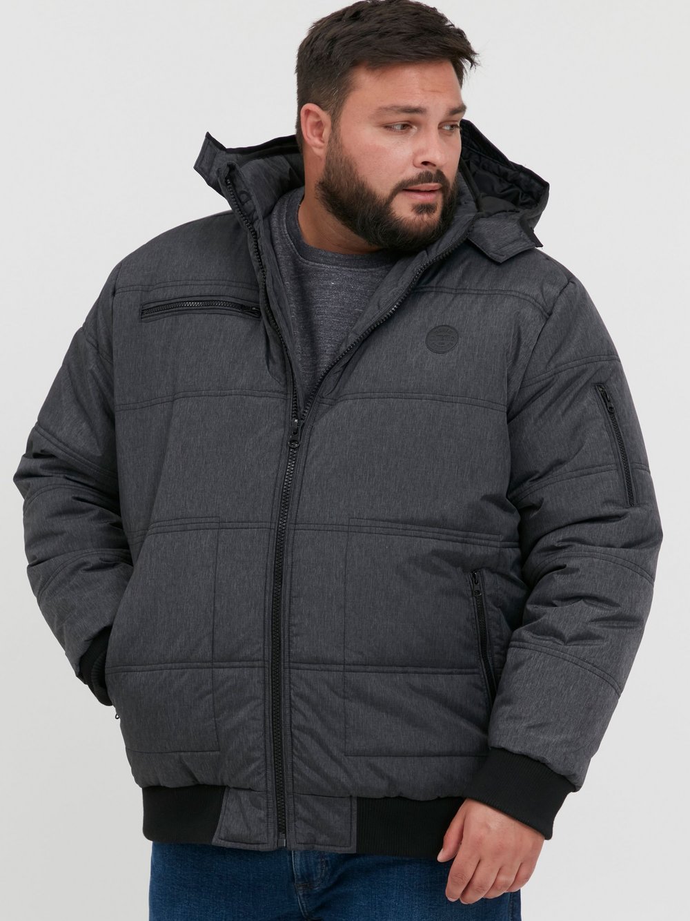 BLEND Winterjacke Herren schwarz meliert, 6XL