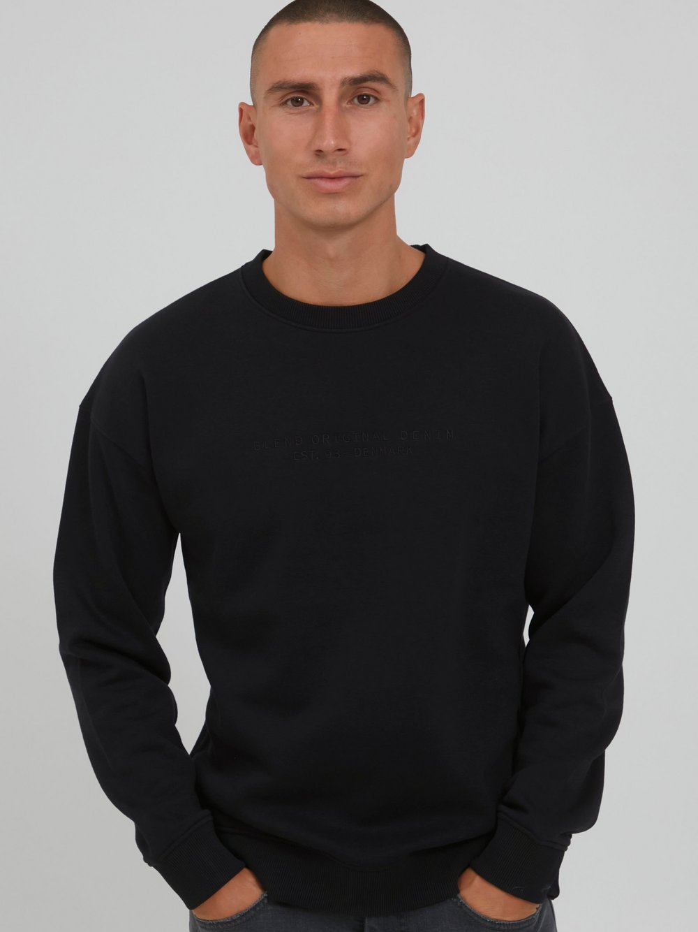 BLEND Sweatshirt Herren schwarz gemustert, S