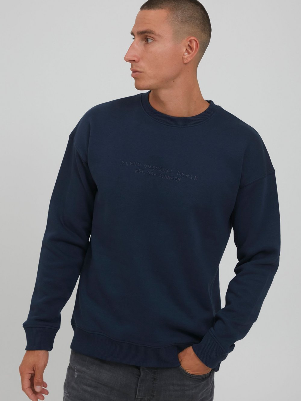 BLEND Sweatshirt Herren blau gemustert, XXL