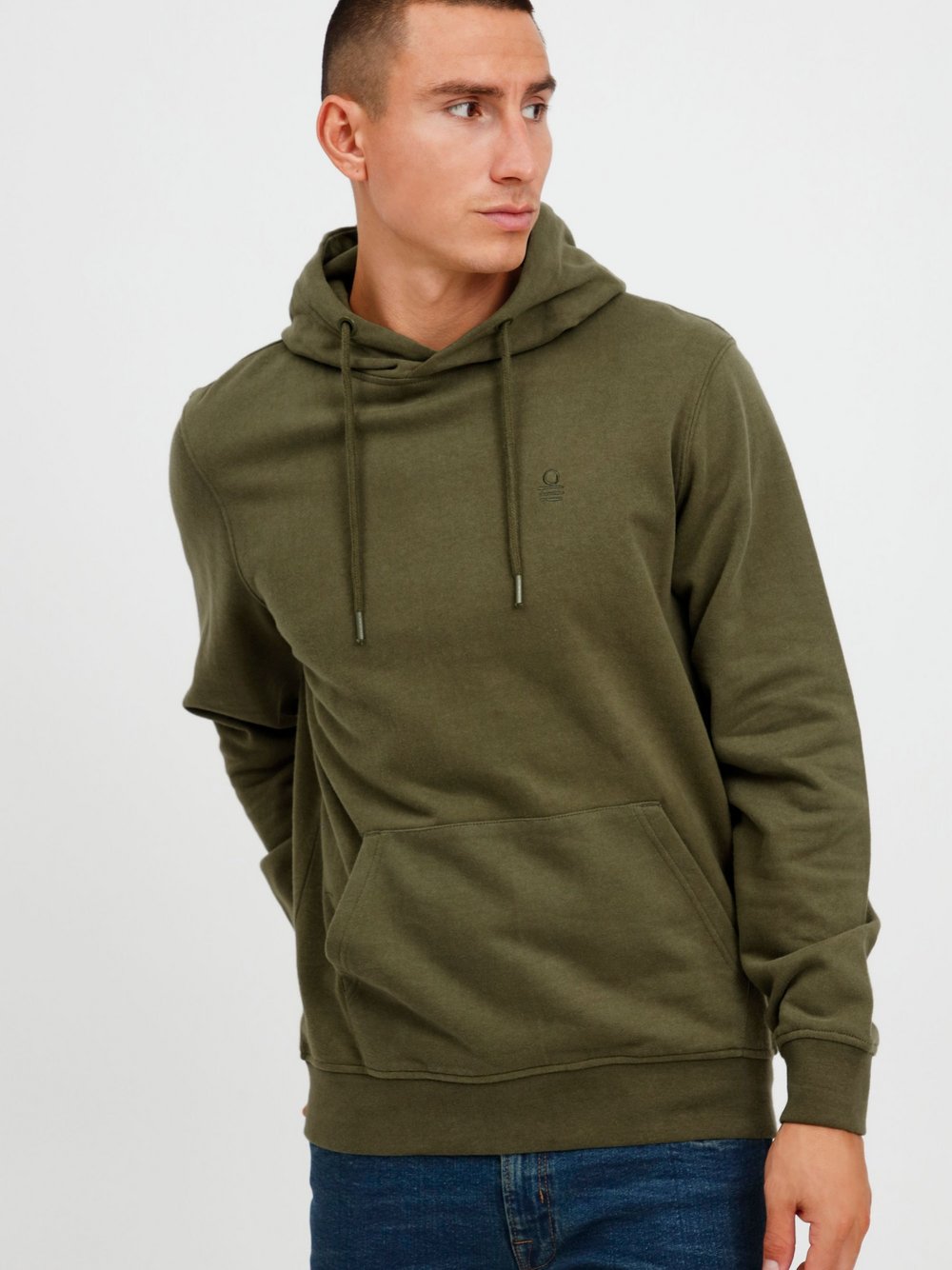 BLEND Kapuzensweatshirt Herren Baumwolle grün gemustert, XXL