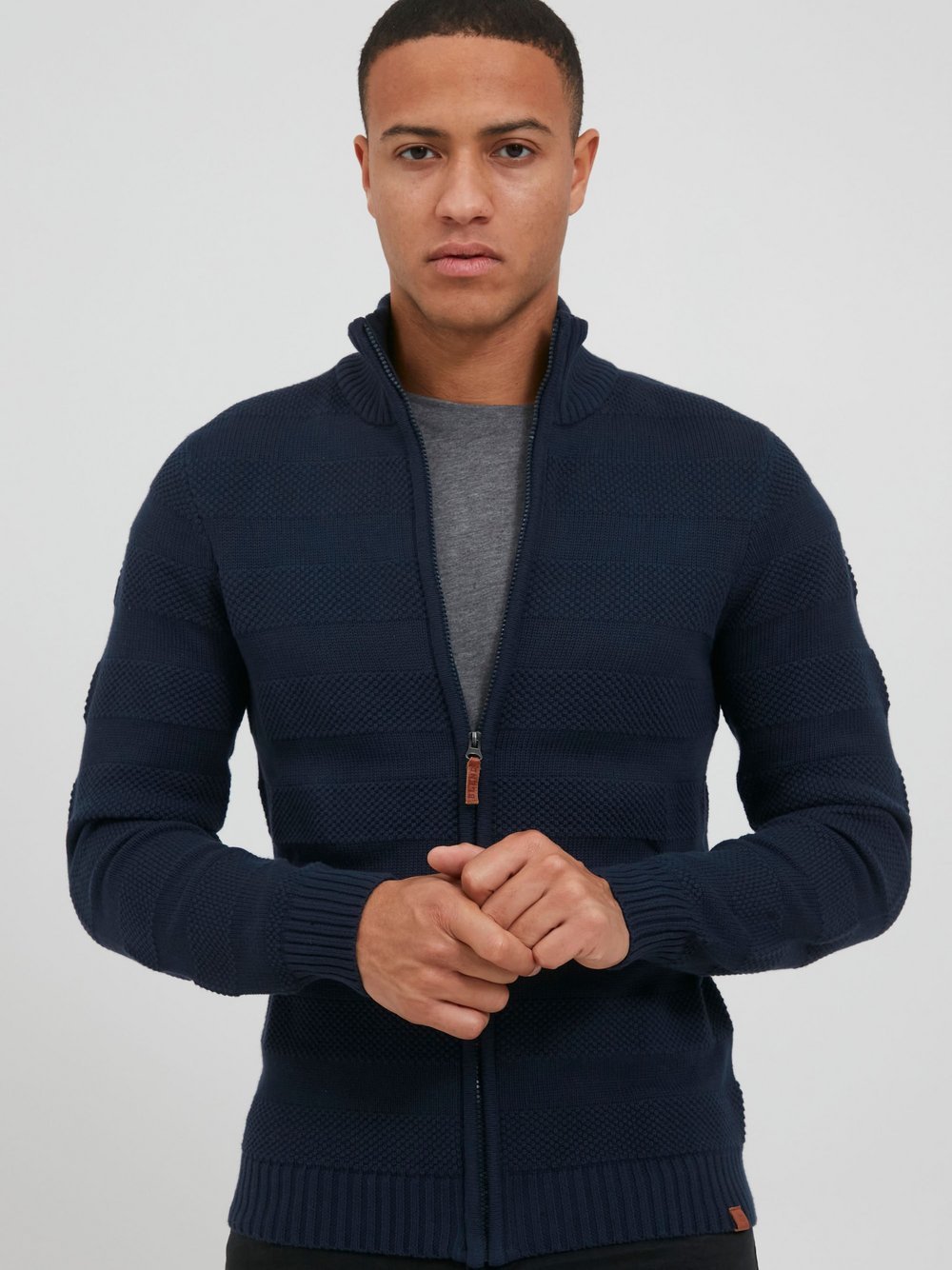 BLEND Strickjacke Herren Baumwolle blau gestreift, XXL