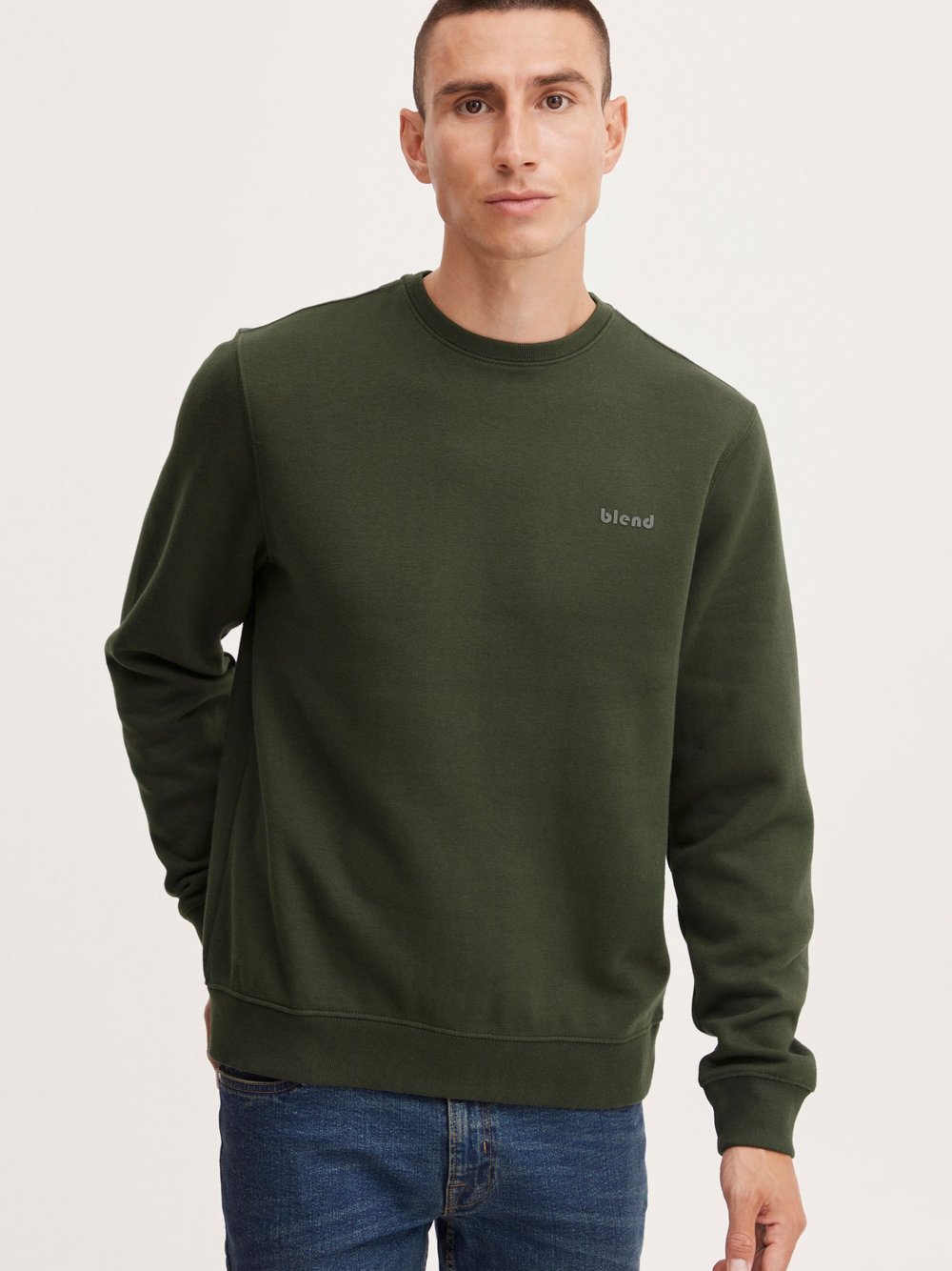 BLEND Sweatshirt Herren Baumwolle grün, L