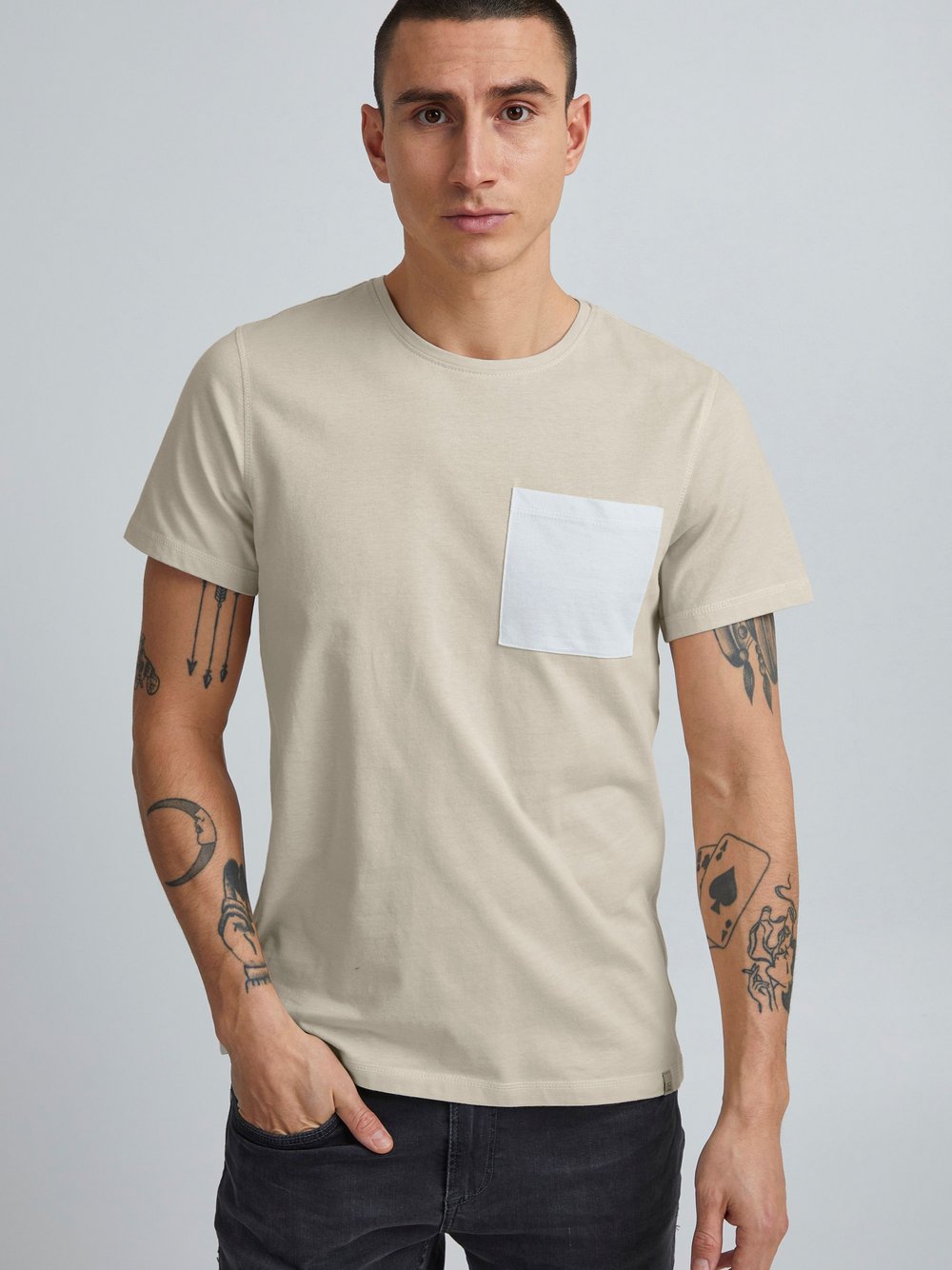 BLEND T-Shirt Herren Baumwolle beige, XL