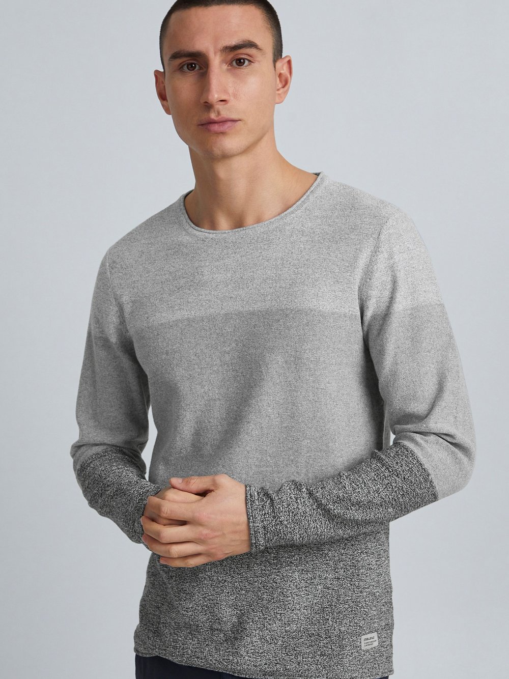 Thumbnail - BLEND Strickpullover Herren Baumwolle schwarz meliert, S