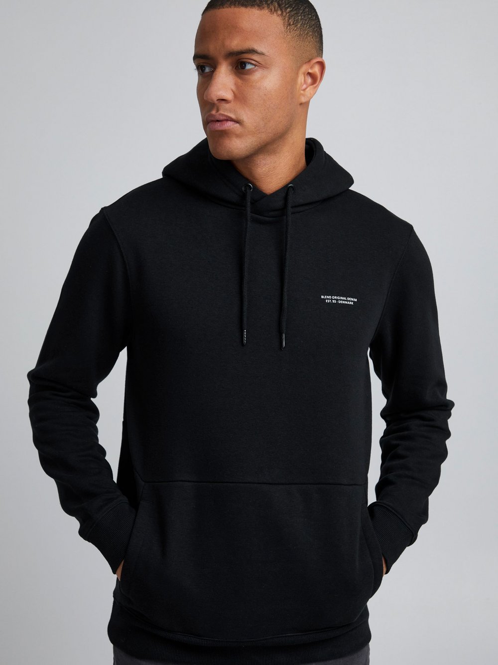 BLEND Hoodie Herren Baumwolle schwarz meliert, XXXL