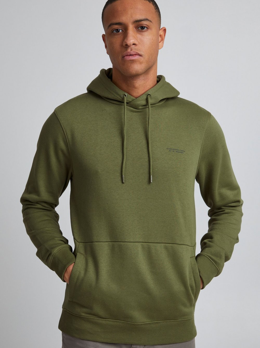 BLEND Hoodie Herren Baumwolle grün meliert, XXL