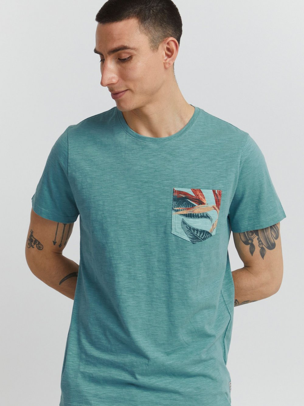 Thumbnail - BLEND T-Shirt Herren Baumwolle blau gemustert, XXL