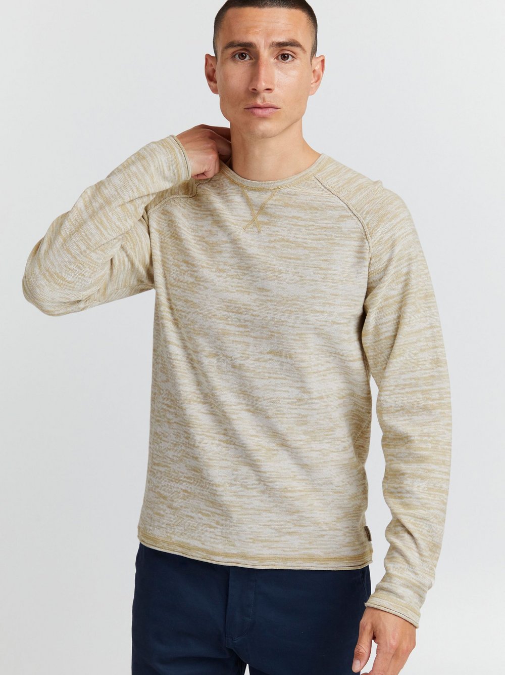 BLEND Strickpullover Herren Baumwolle beige gemustert, XXL