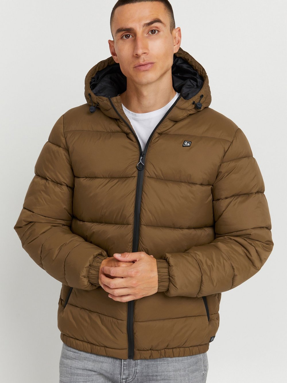 BLEND Steppjacke Herren braun strukturiert, XL