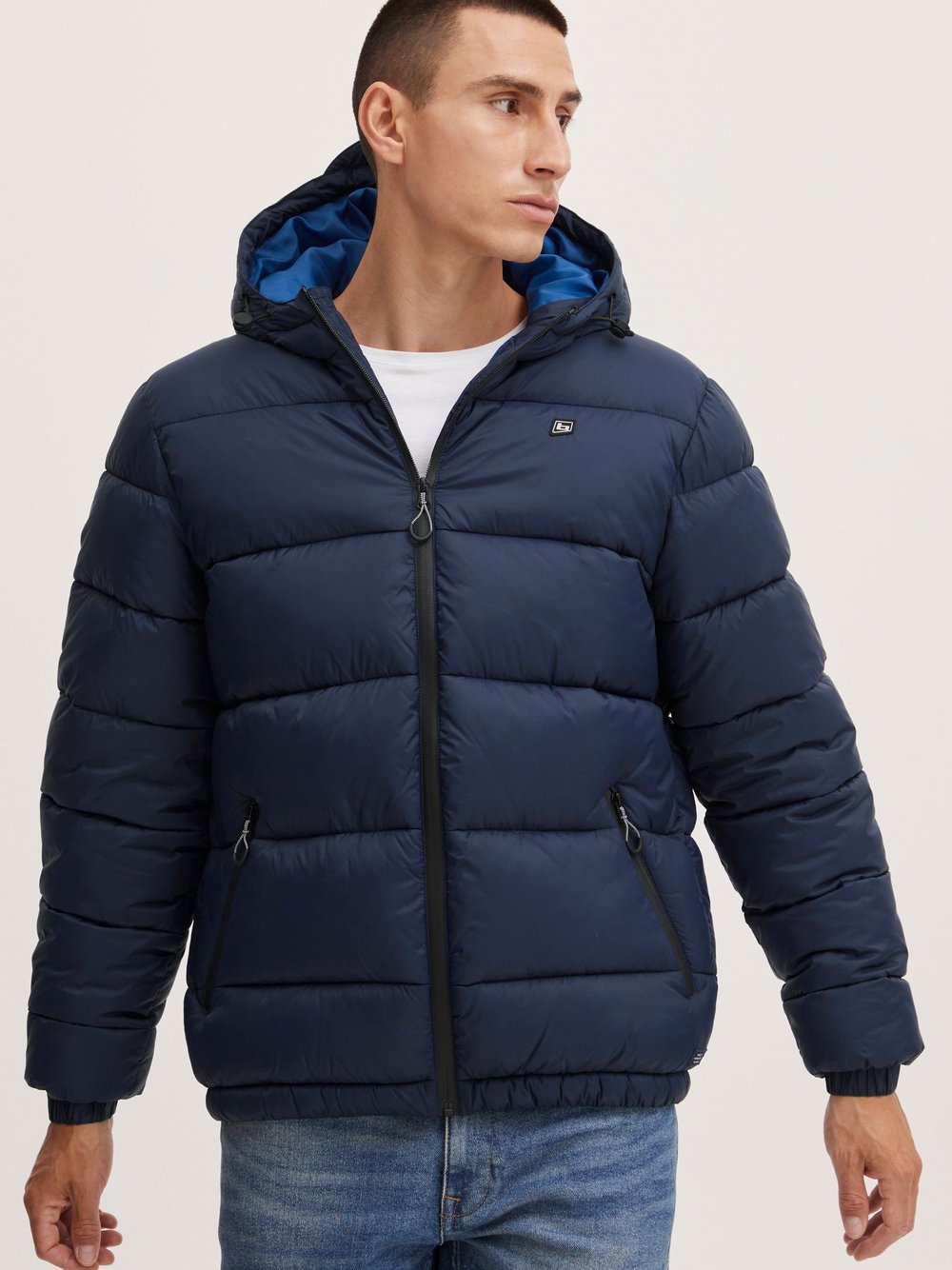 BLEND Steppjacke Herren blau strukturiert, S