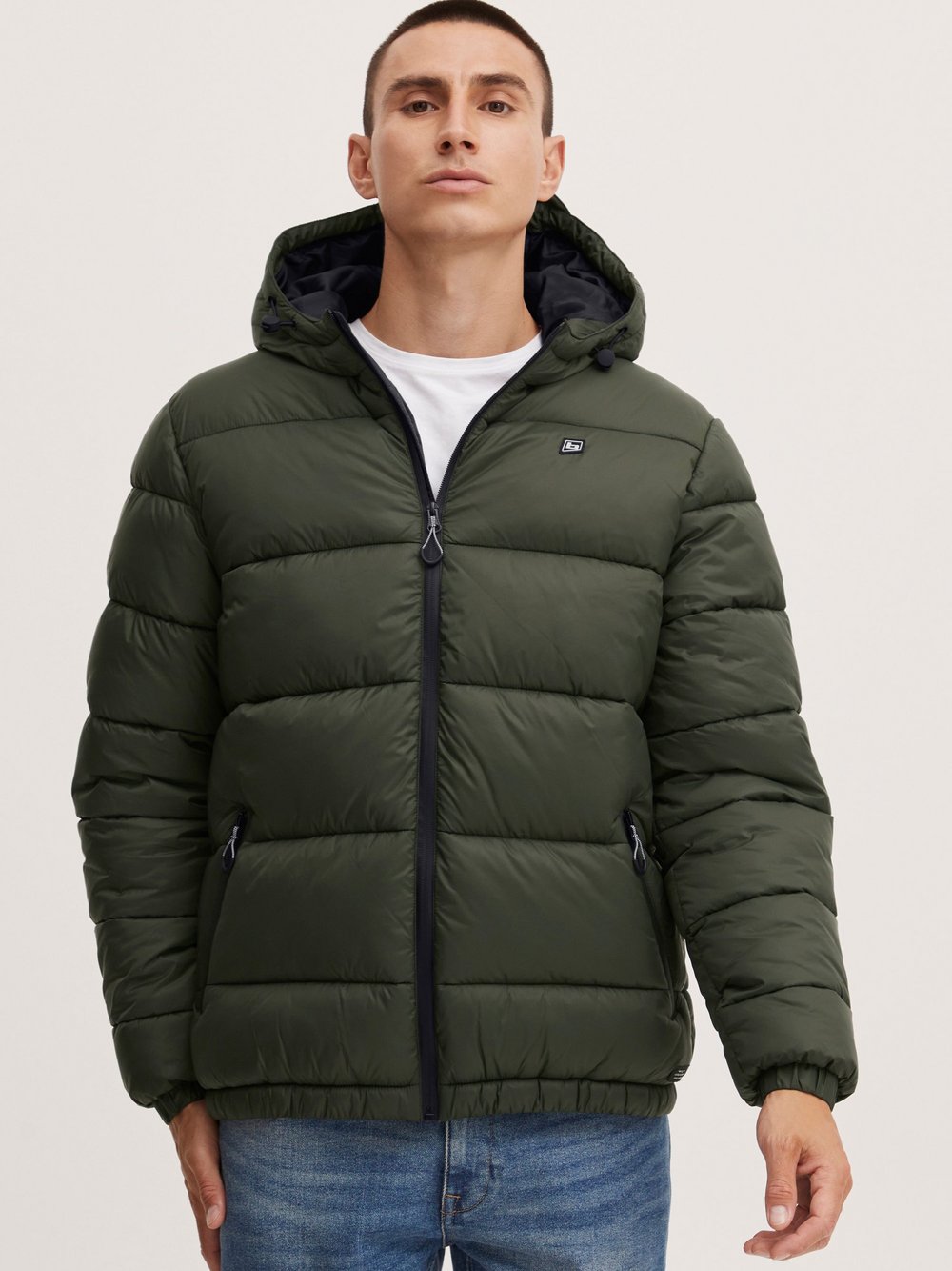BLEND Steppjacke Herren grün strukturiert, L