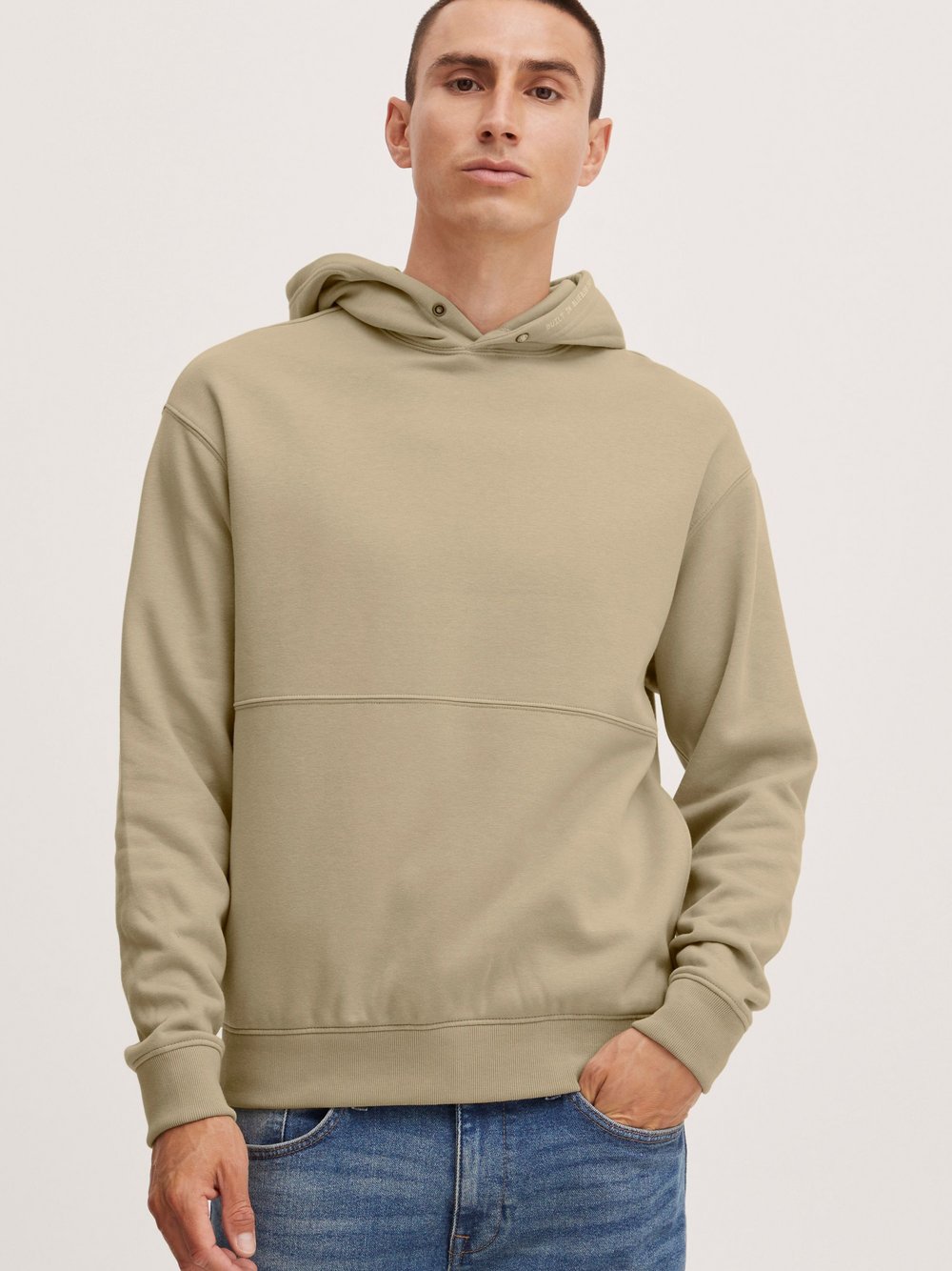 BLEND Hoodie Herren Baumwolle beige bedruckt, L