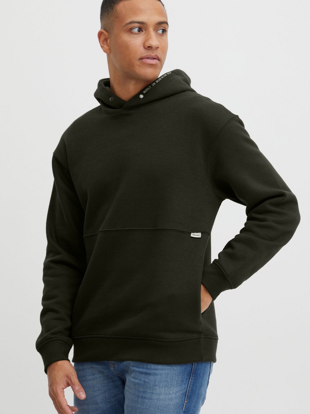 BLEND Hoodie Herren Baumwolle grün bedruckt, S