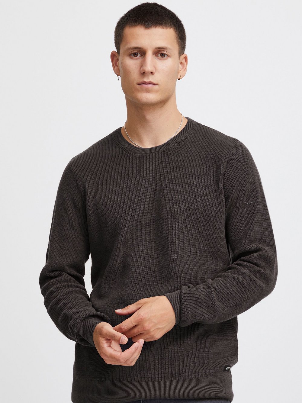 BLEND Strickpullover Herren Baumwolle grau, L