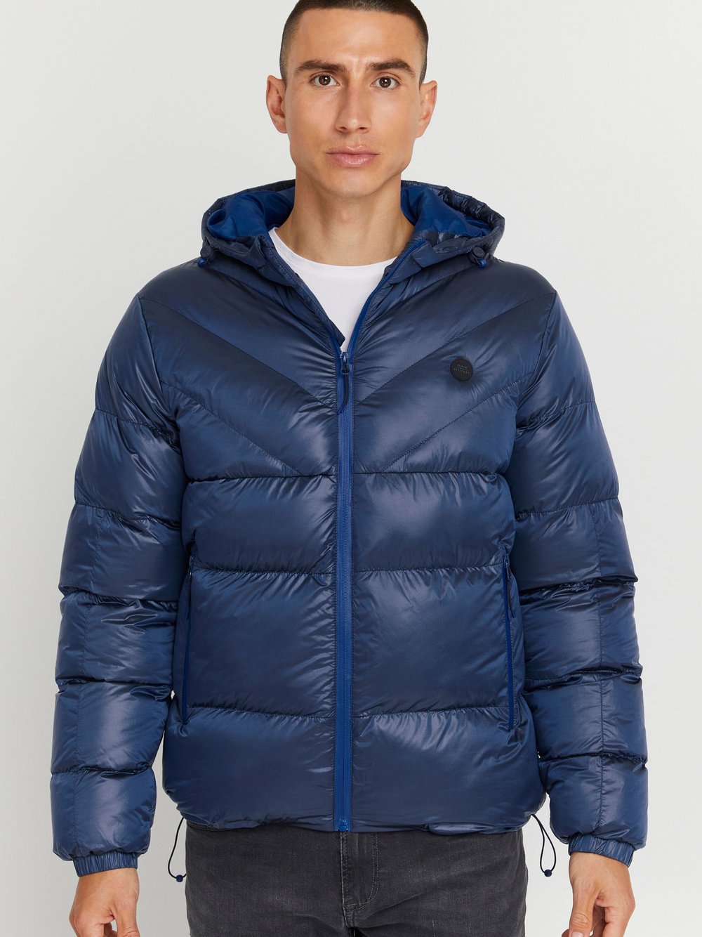 BLEND Steppjacke Herren Polyamid blau gemustert, XL