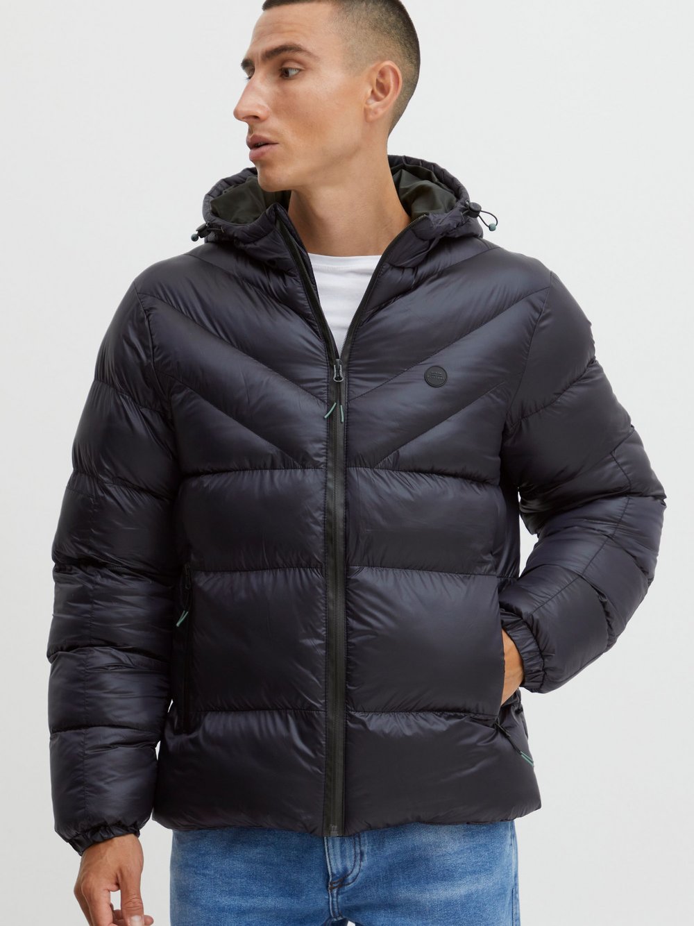 BLEND Steppjacke Herren Polyamid schwarz gemustert, L