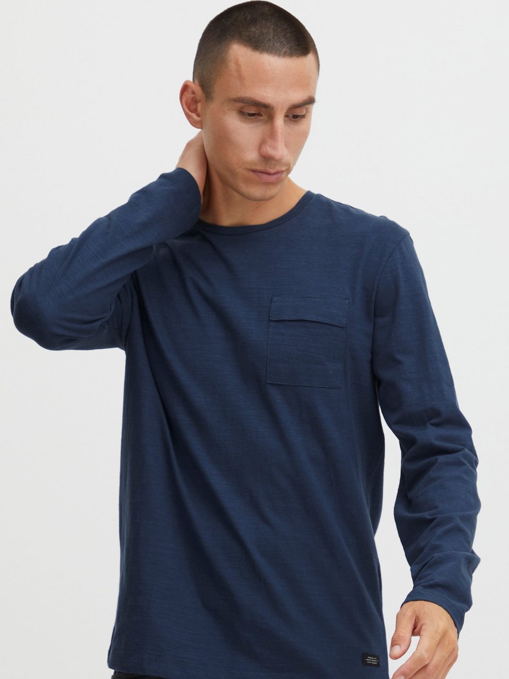 BLEND Langarmshirt Herren Baumwolle blau, M