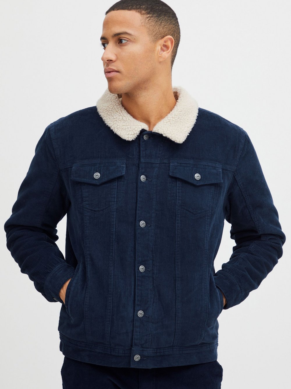 BLEND Cordjacke Herren Baumwolle blau, XXL