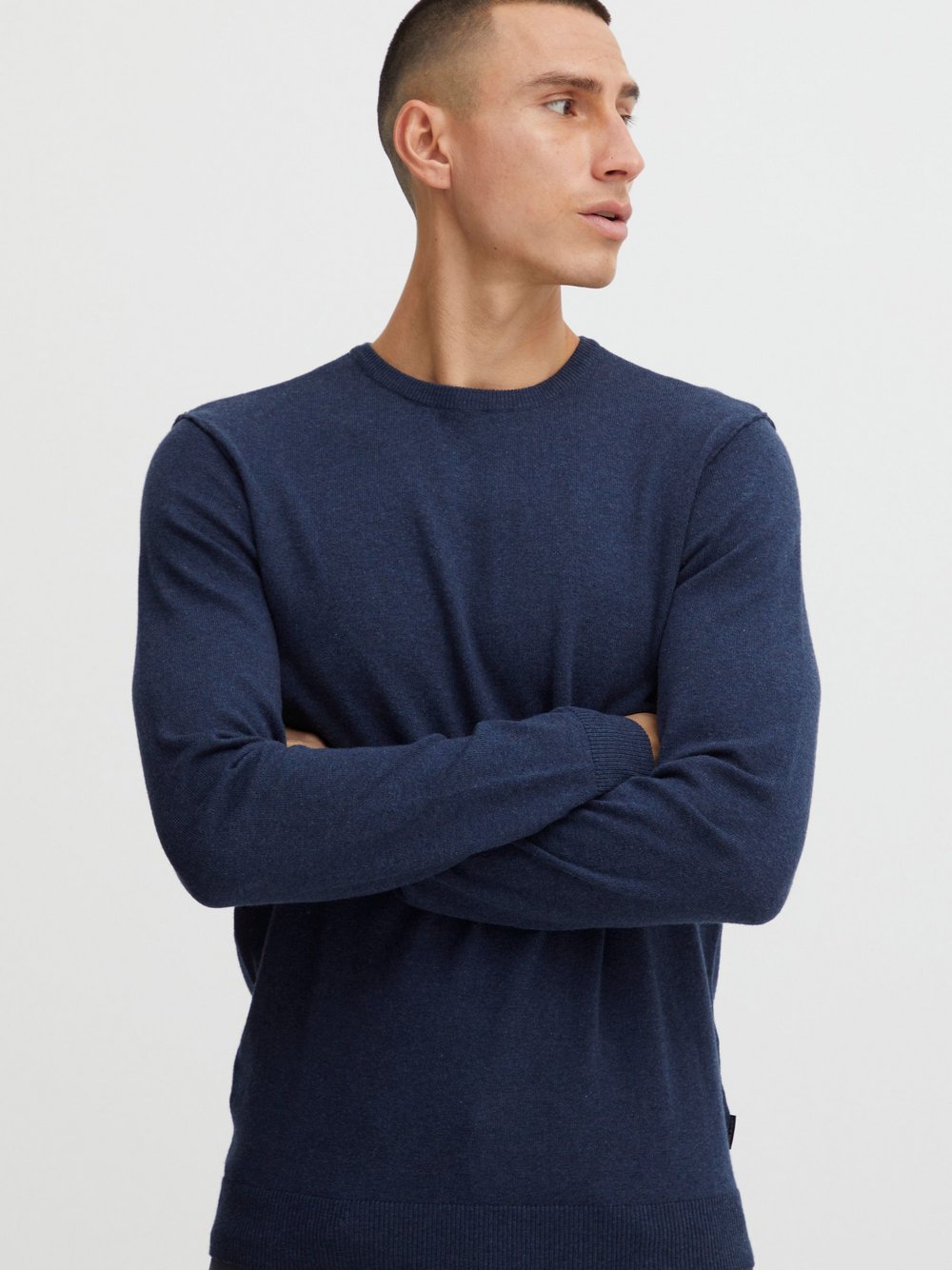 BLEND Strickpullover Herren Baumwolle blau gemustert, M