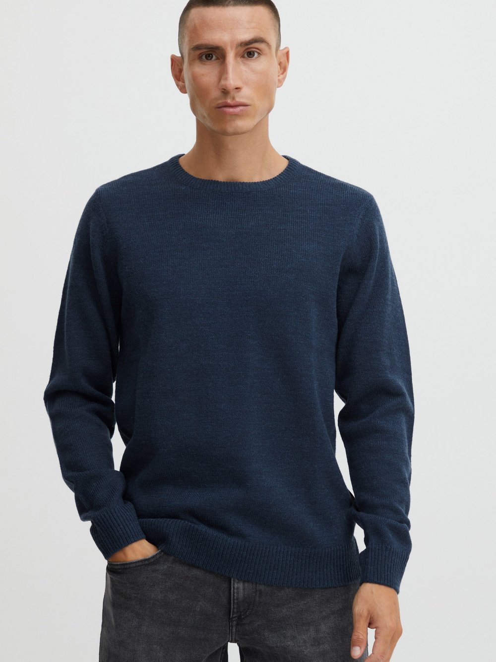 BLEND Strickpullover Herren blau gemustert, S