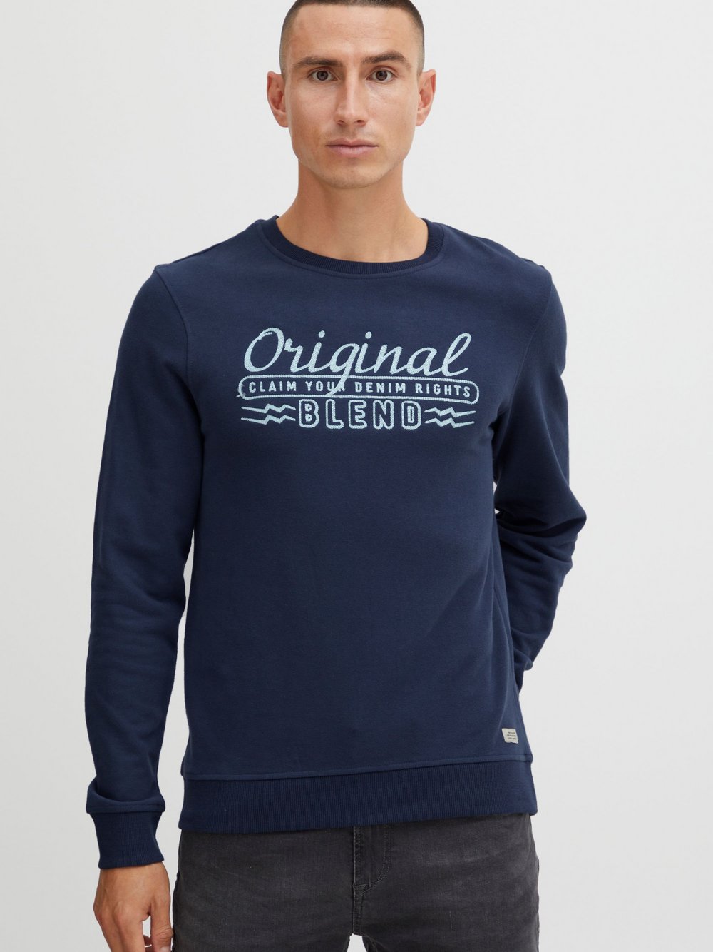 BLEND Sweatshirt Herren Baumwolle blau bedruckt, XXL