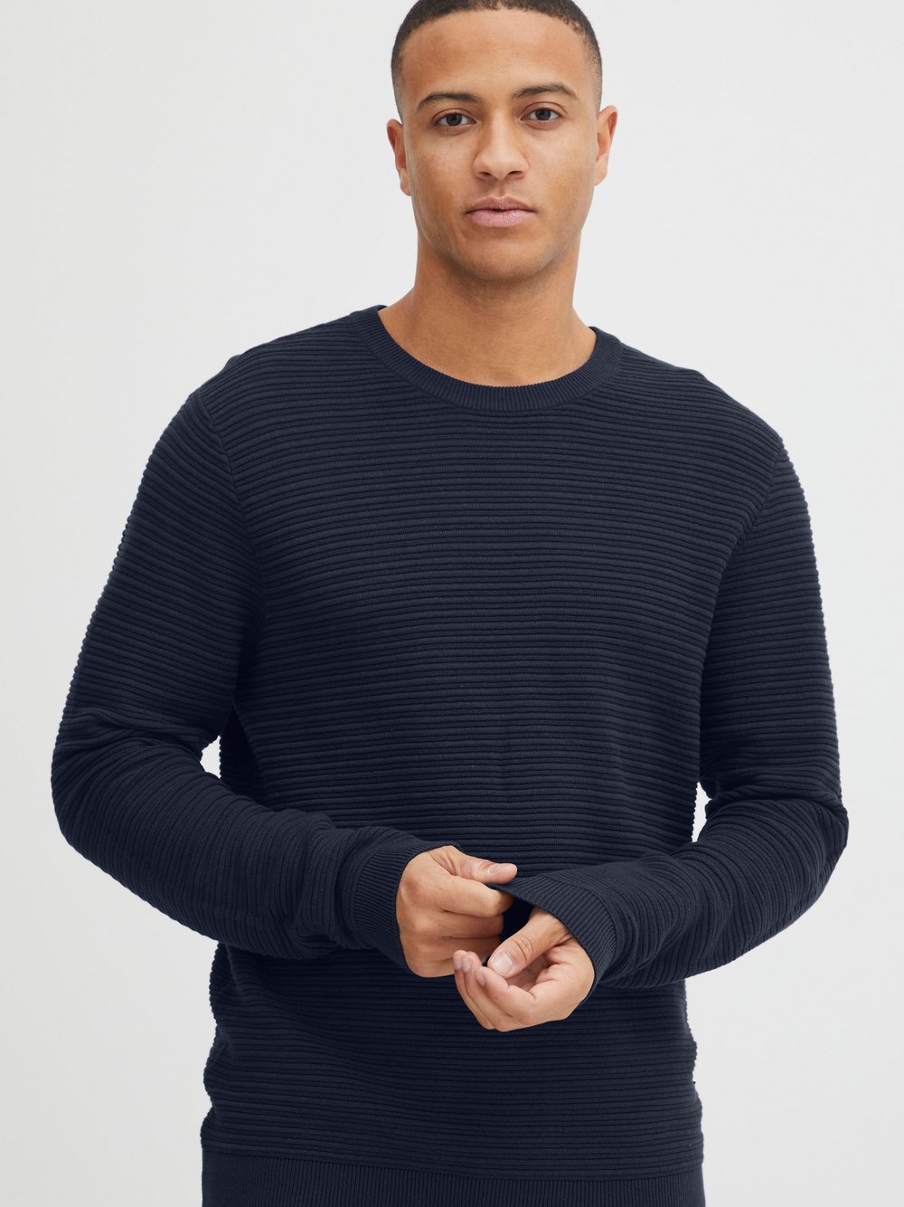 BLEND Strickpullover Herren Baumwolle blau, M