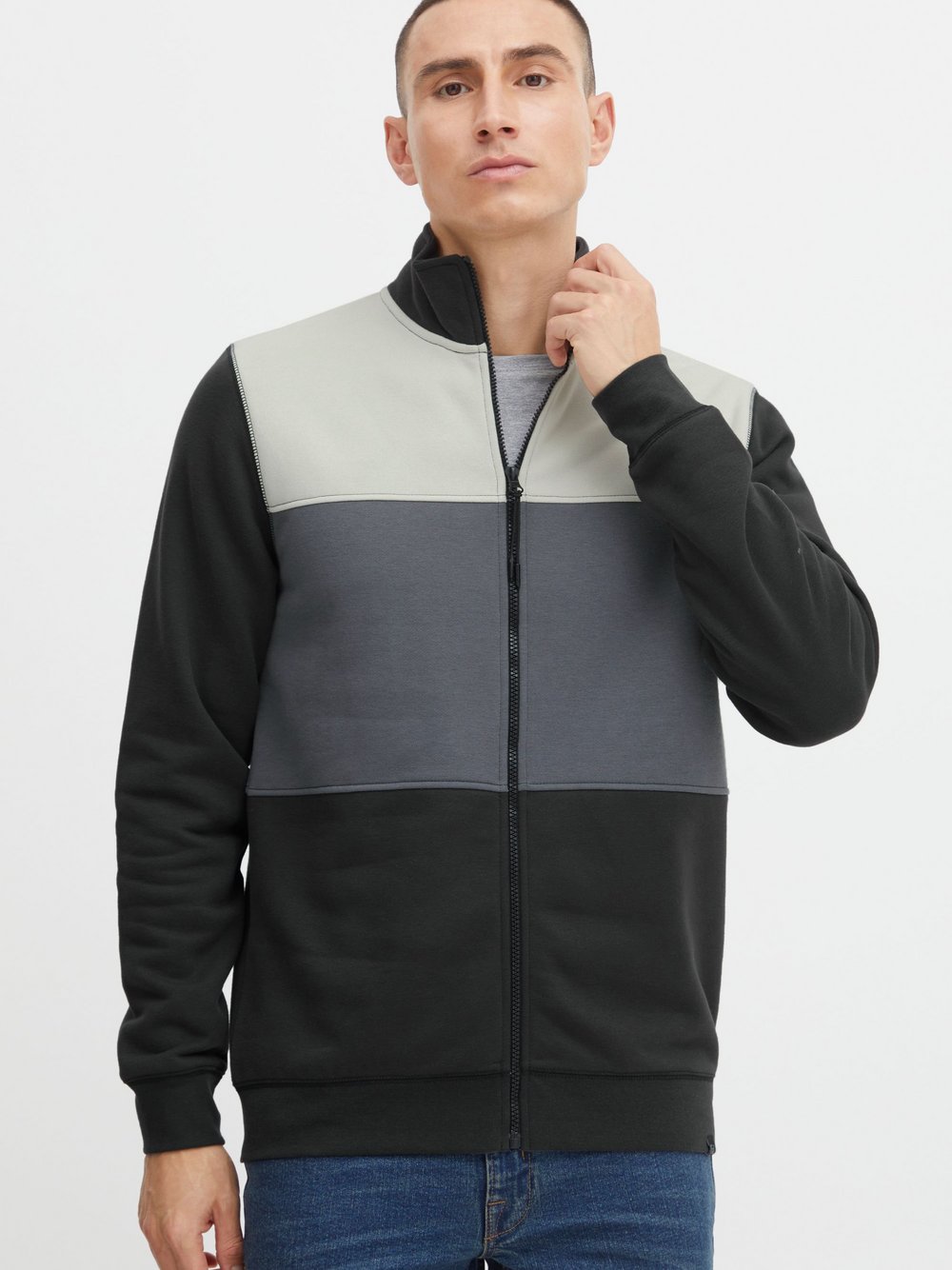 BLEND Sweatjacke Herren Baumwolle schwarz gemustert, L