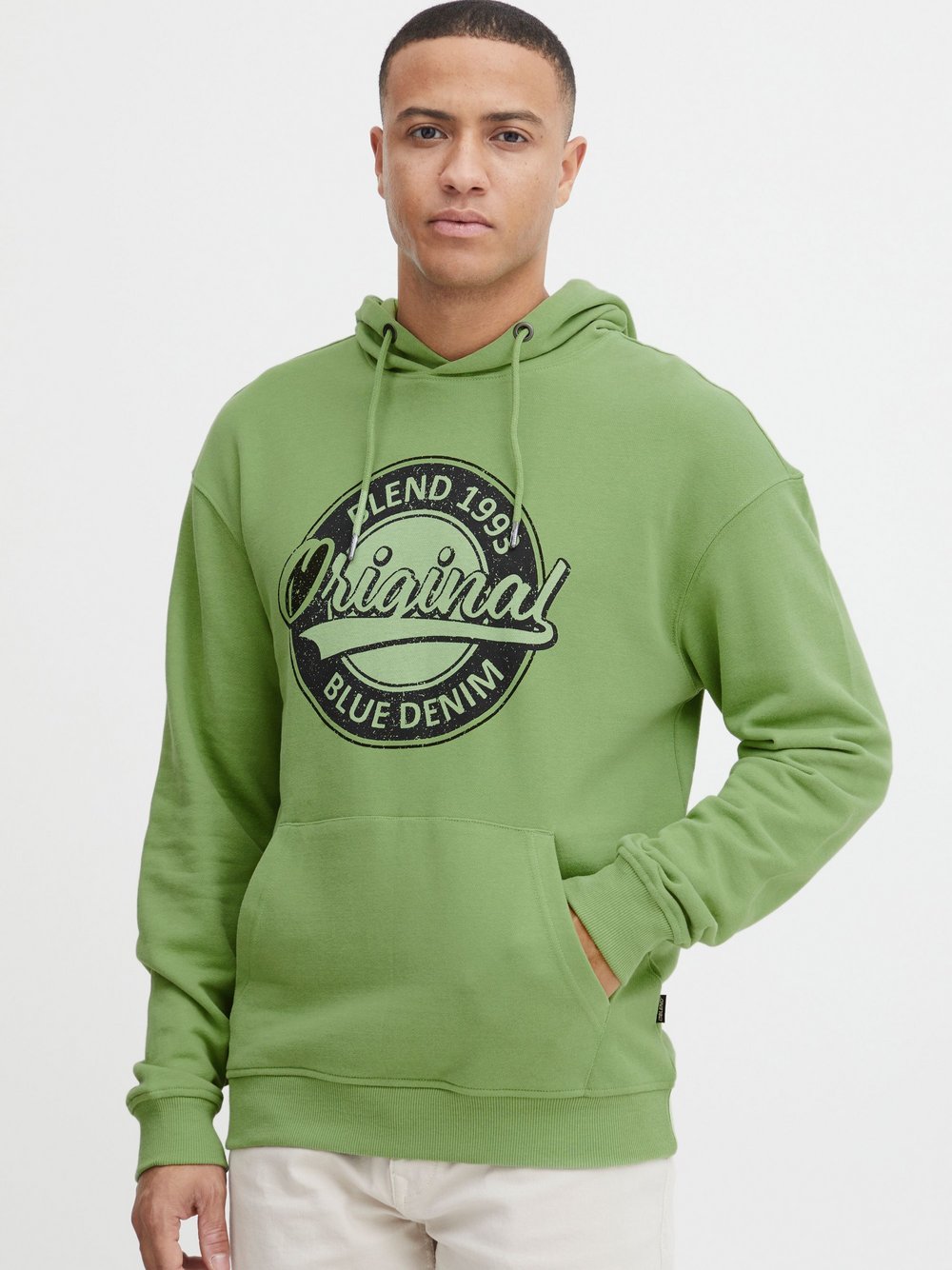 BLEND Hoodie Herren Baumwolle grün bedruckt, XXXL