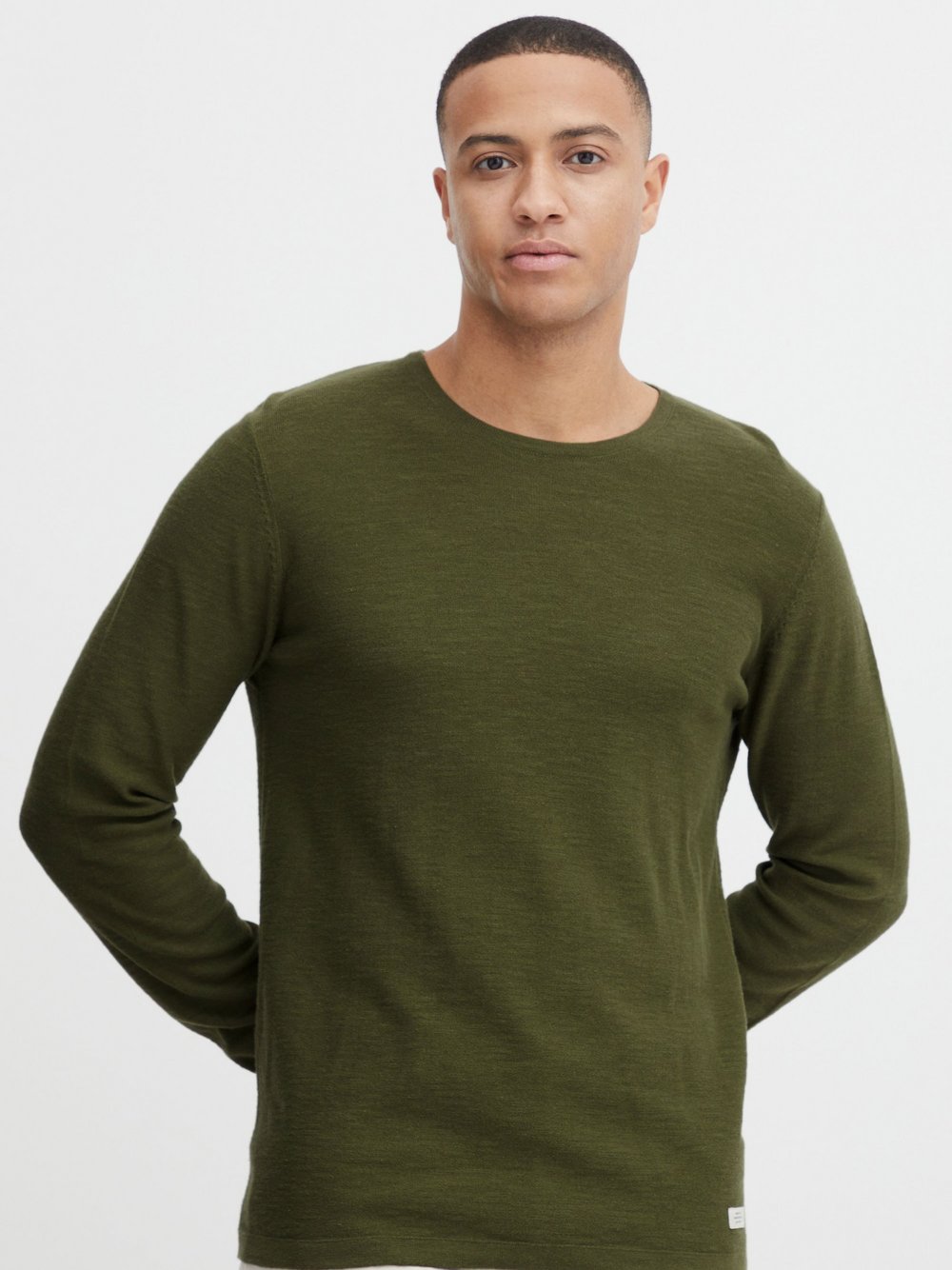 BLEND Strickpullover Herren Baumwolle grün, M