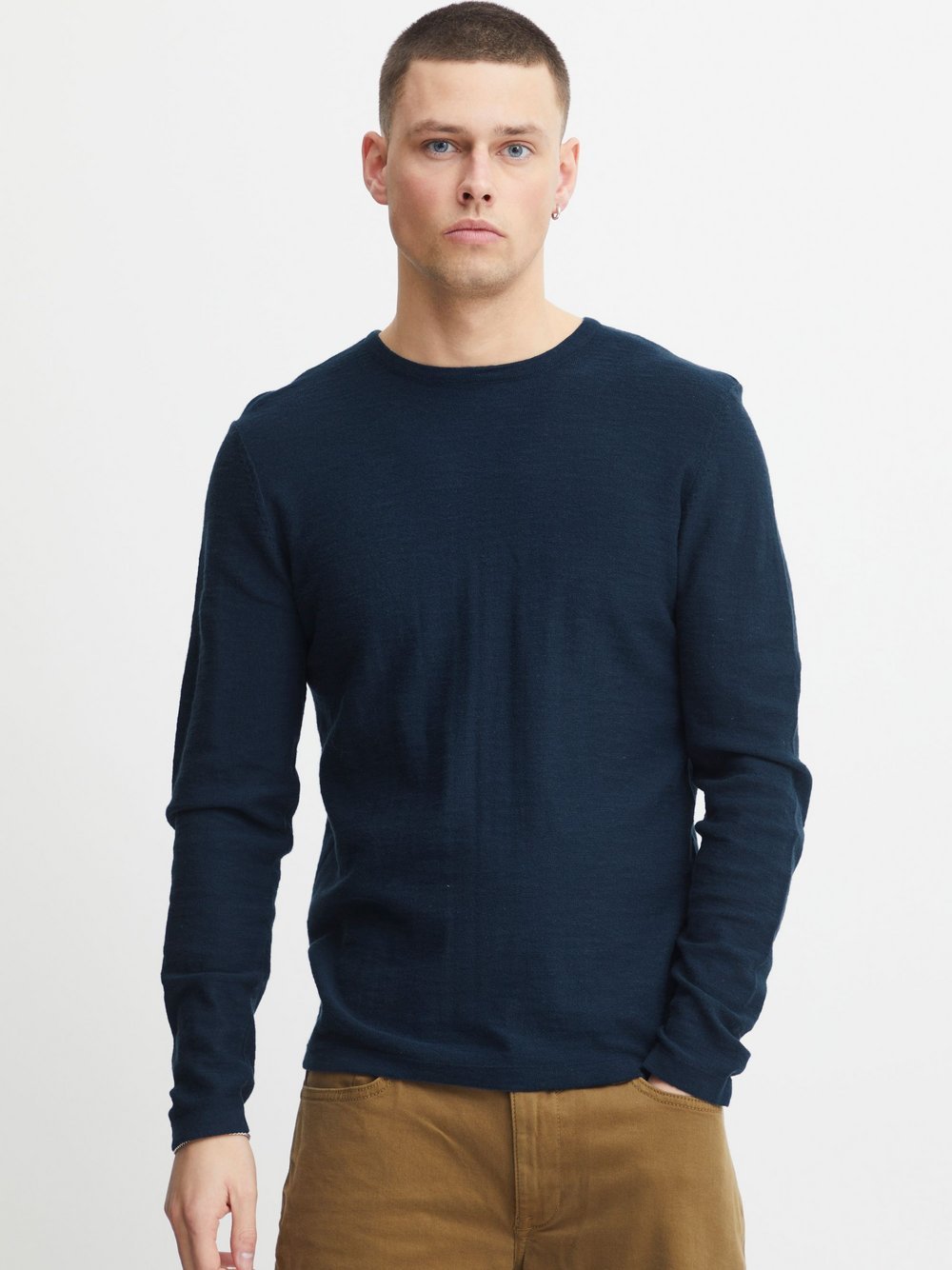 BLEND Strickpullover Herren Baumwolle blau, L