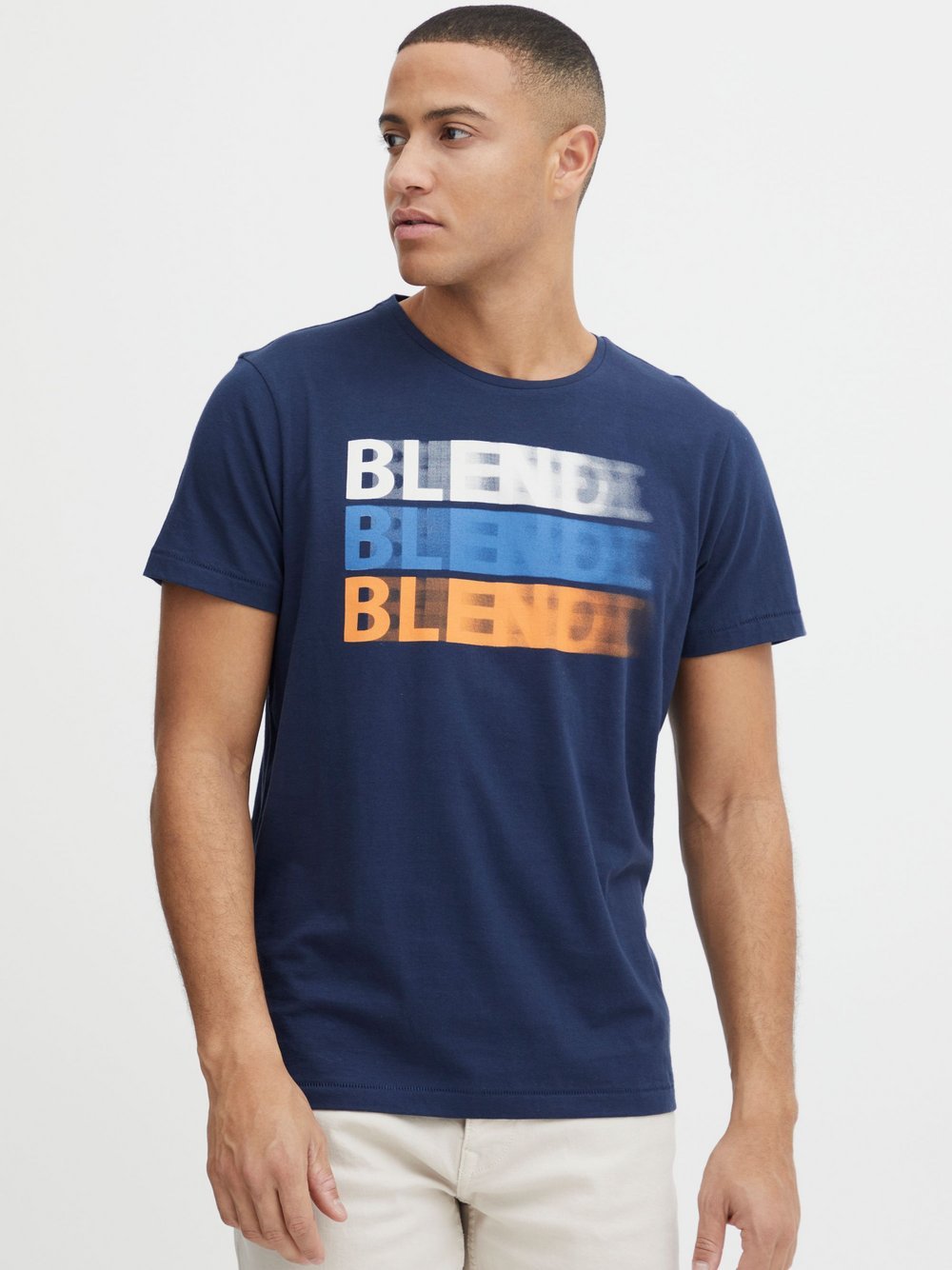 BLEND T-Shirt Herren Baumwolle blau bedruckt, XL