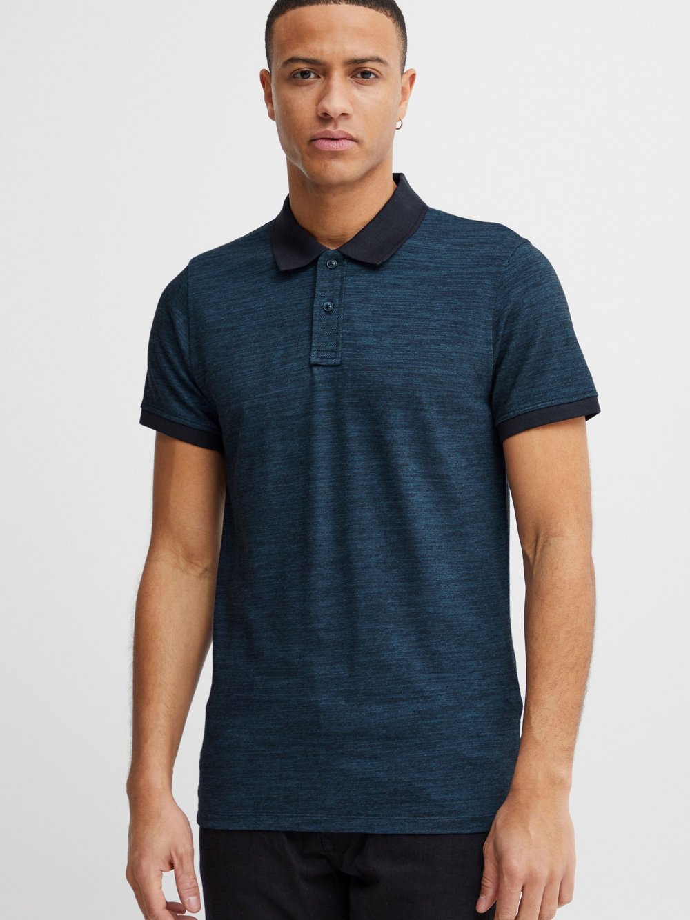 BLEND Poloshirt Herren Baumwolle blau meliert, L