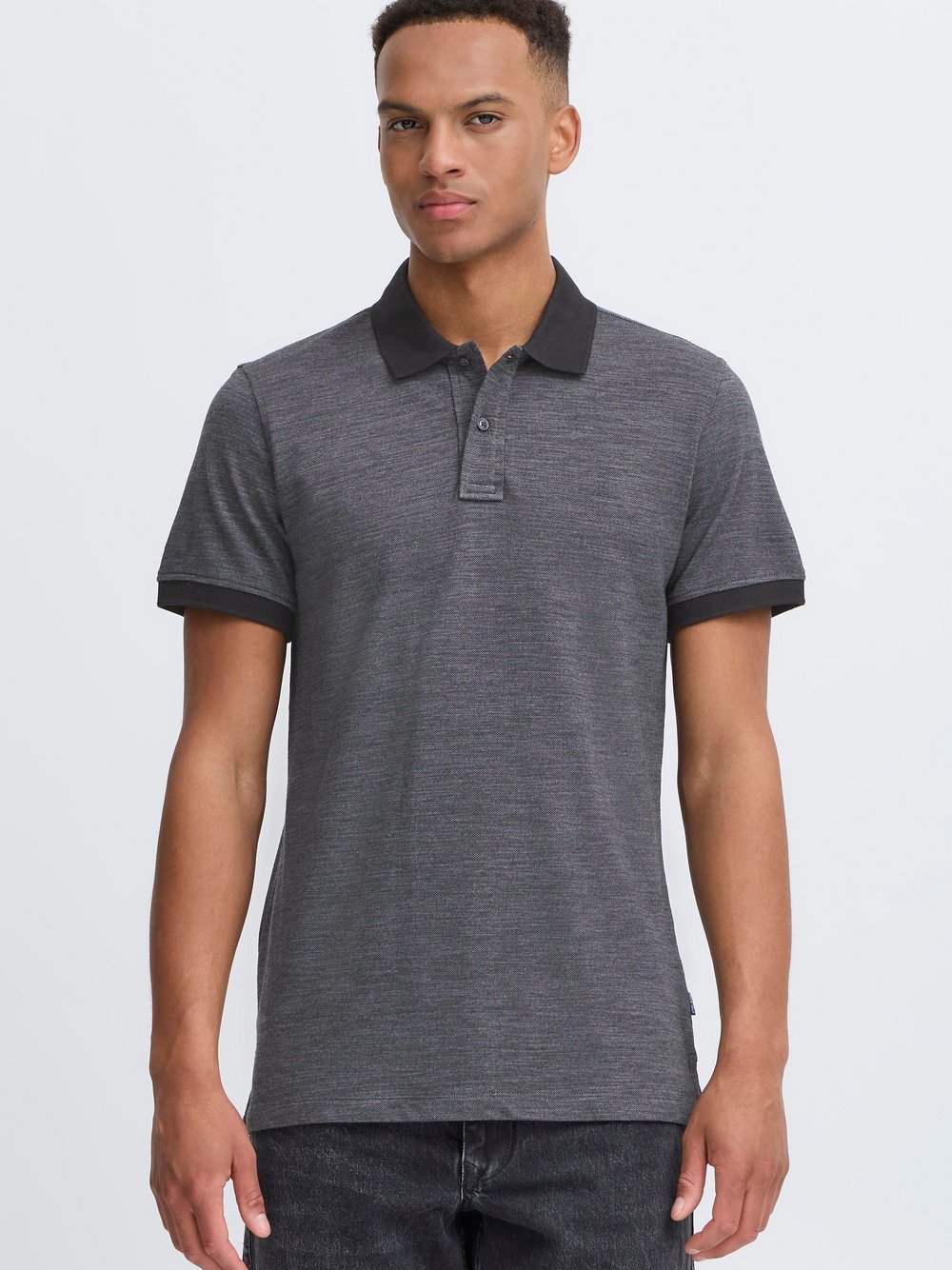 BLEND Poloshirt Herren Baumwolle grau meliert, XXXL