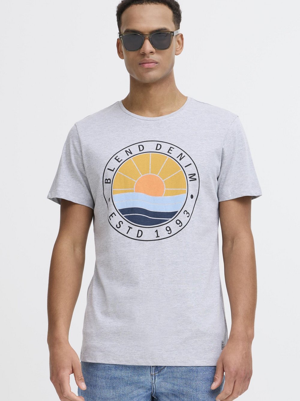 BLEND T-Shirt Herren Baumwolle grau gemustert, XXXL