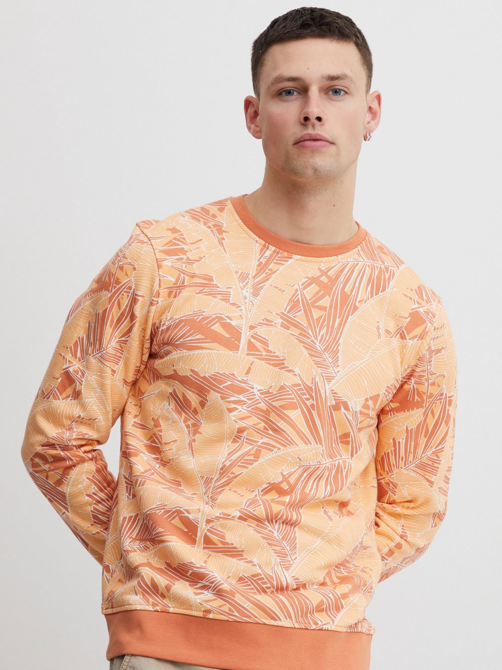 BLEND Sweatshirt Herren Baumwolle orange gemustert, XXXL