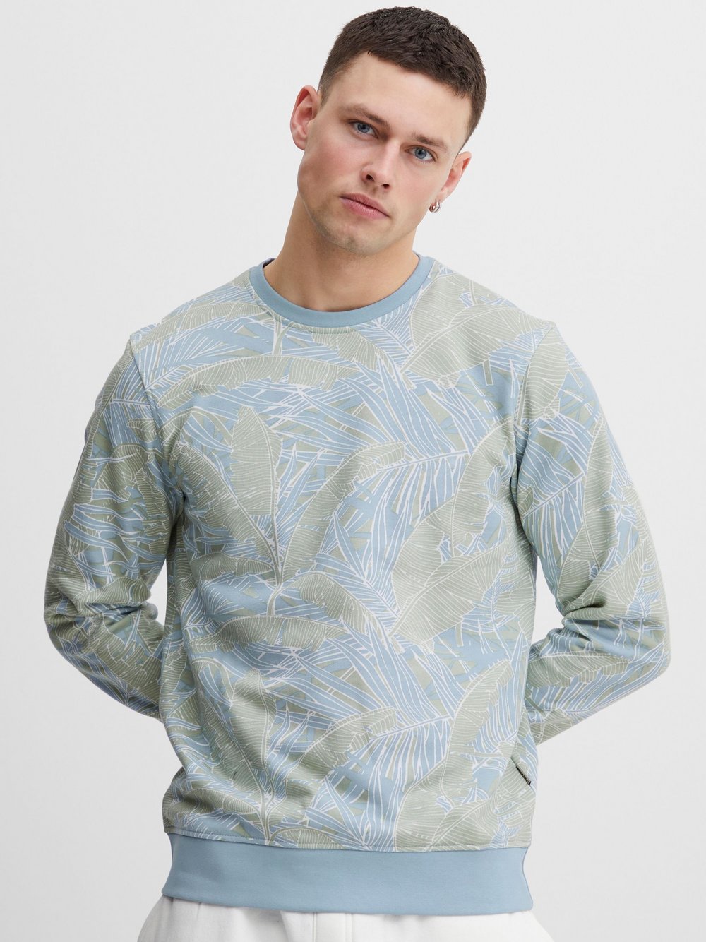 BLEND Sweatshirt Herren Baumwolle blau gemustert, L