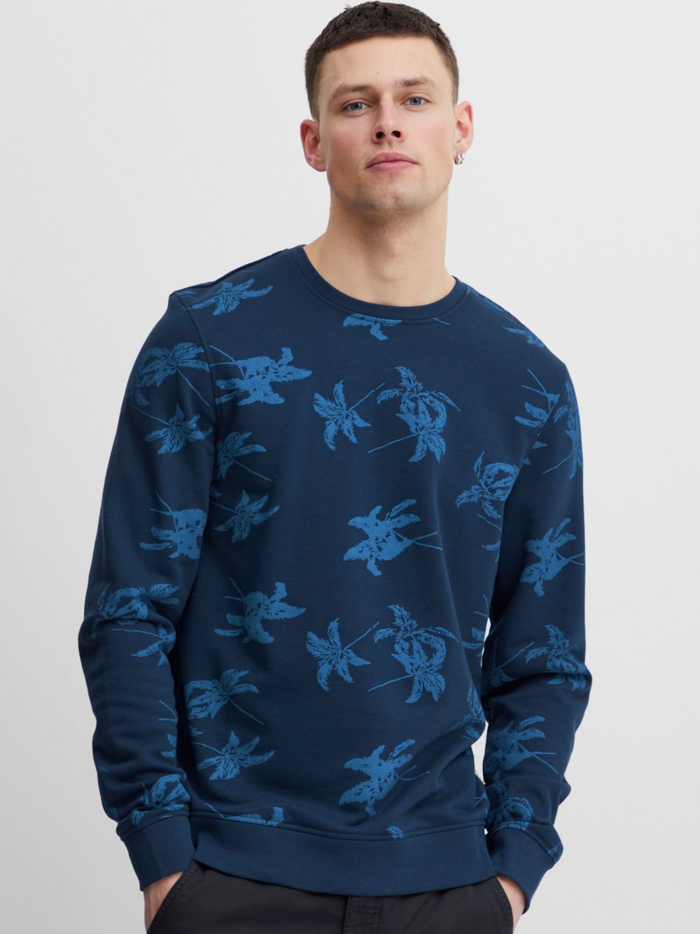 BLEND Sweatshirt Herren Baumwolle blau gemustert, XXL