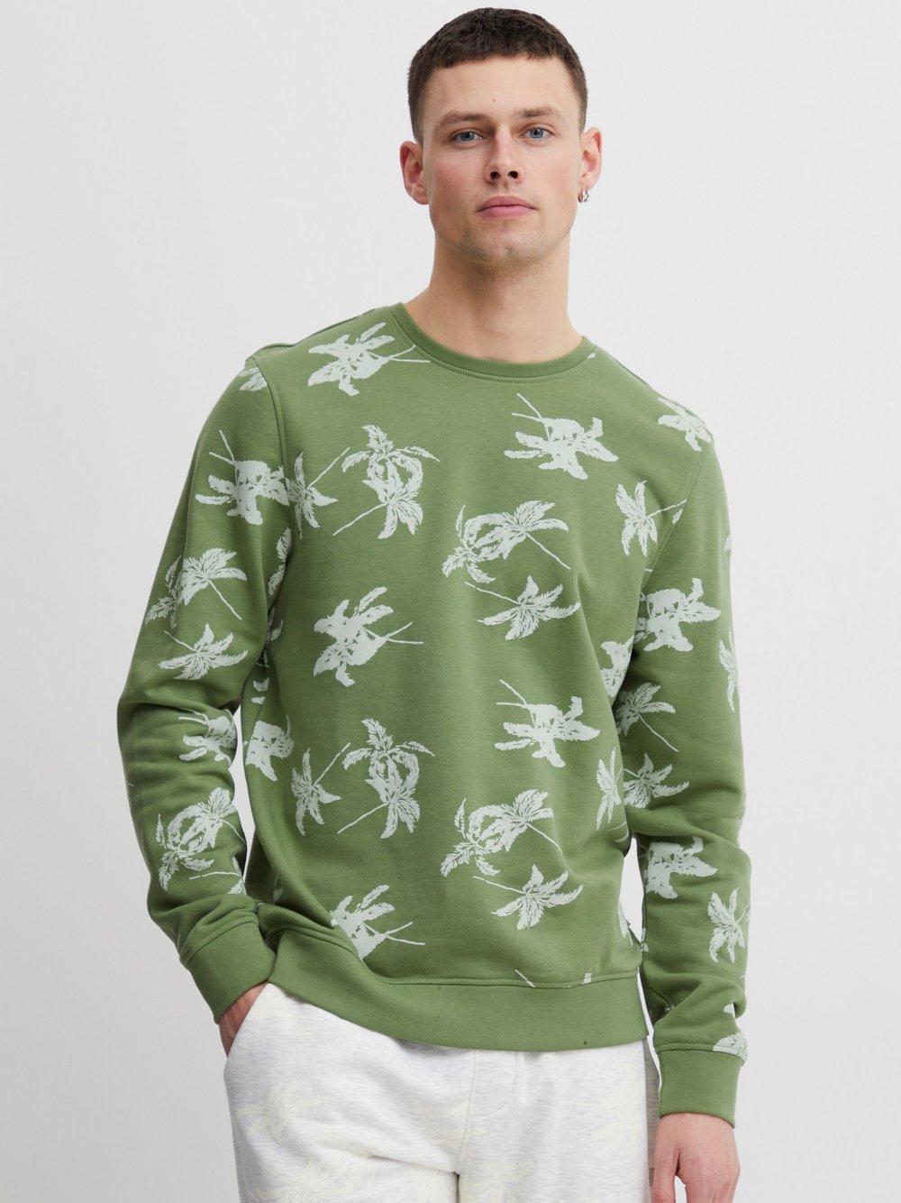 BLEND Sweatshirt Herren Baumwolle grün gemustert, XXL