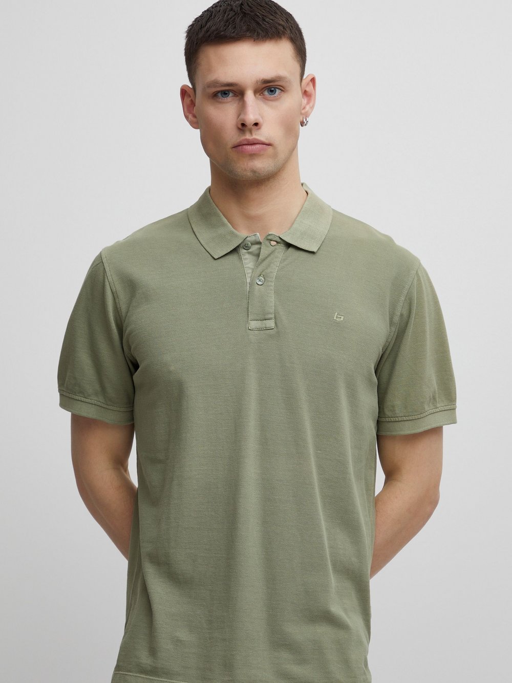 BLEND Poloshirt Herren Baumwolle grün gemustert, XXXL