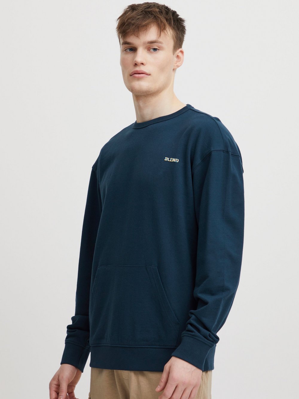 BLEND Sweatshirt Herren Baumwolle blau gemustert, M