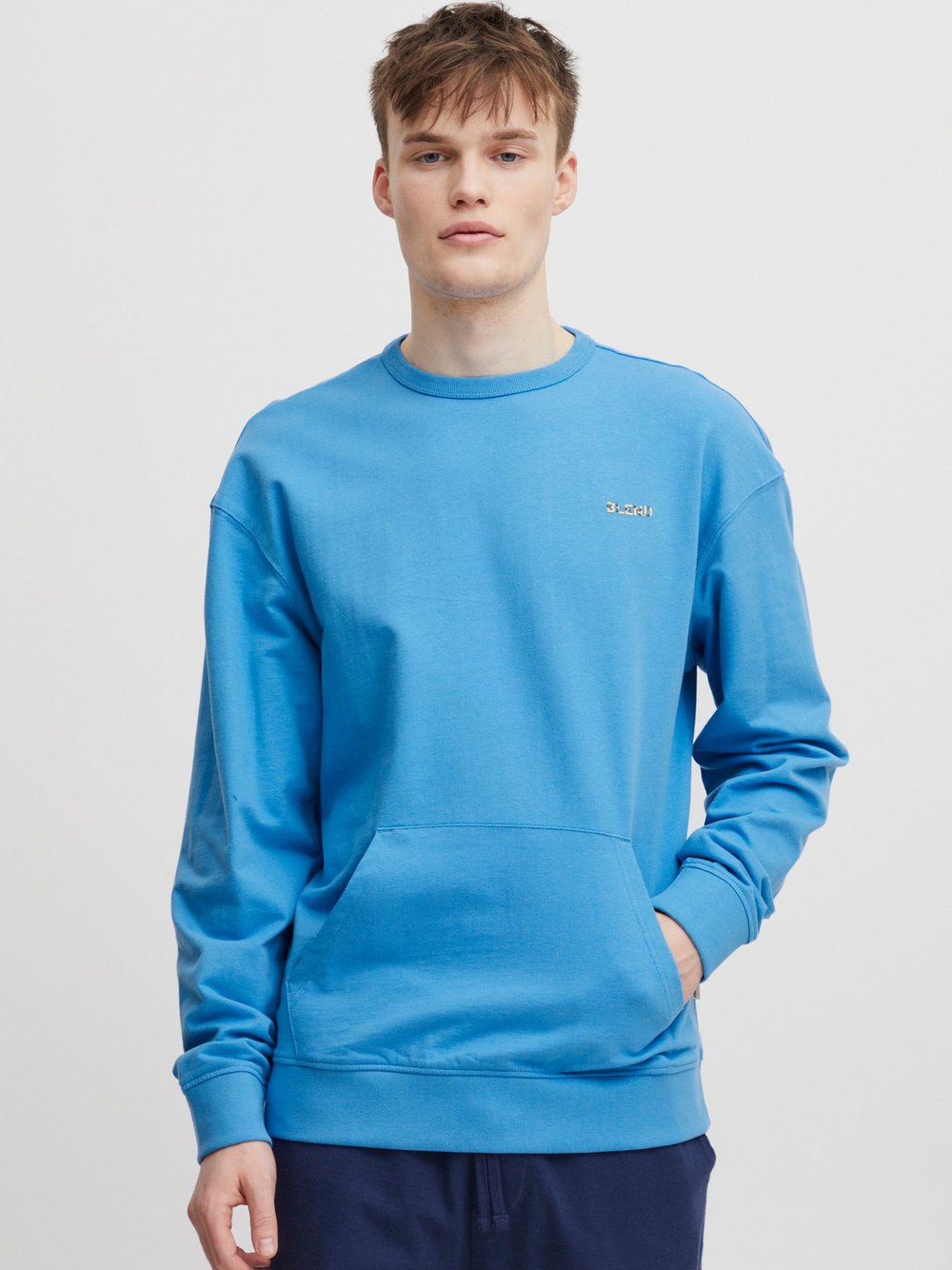 BLEND Sweatshirt Herren Baumwolle blau gemustert, L