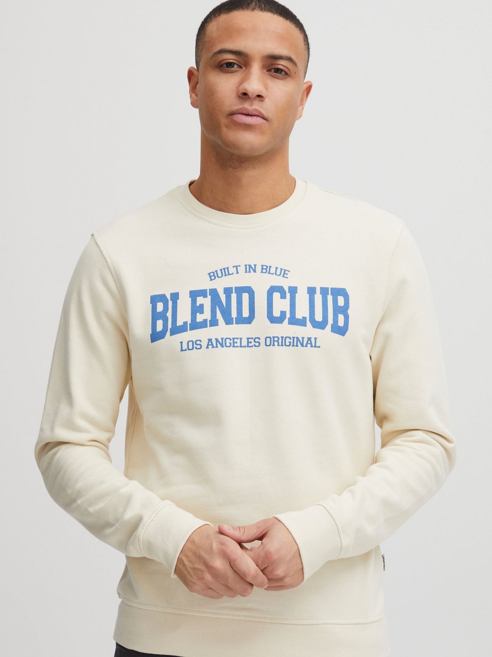 BLEND Sweatshirt Herren Baumwolle beige gemustert, L