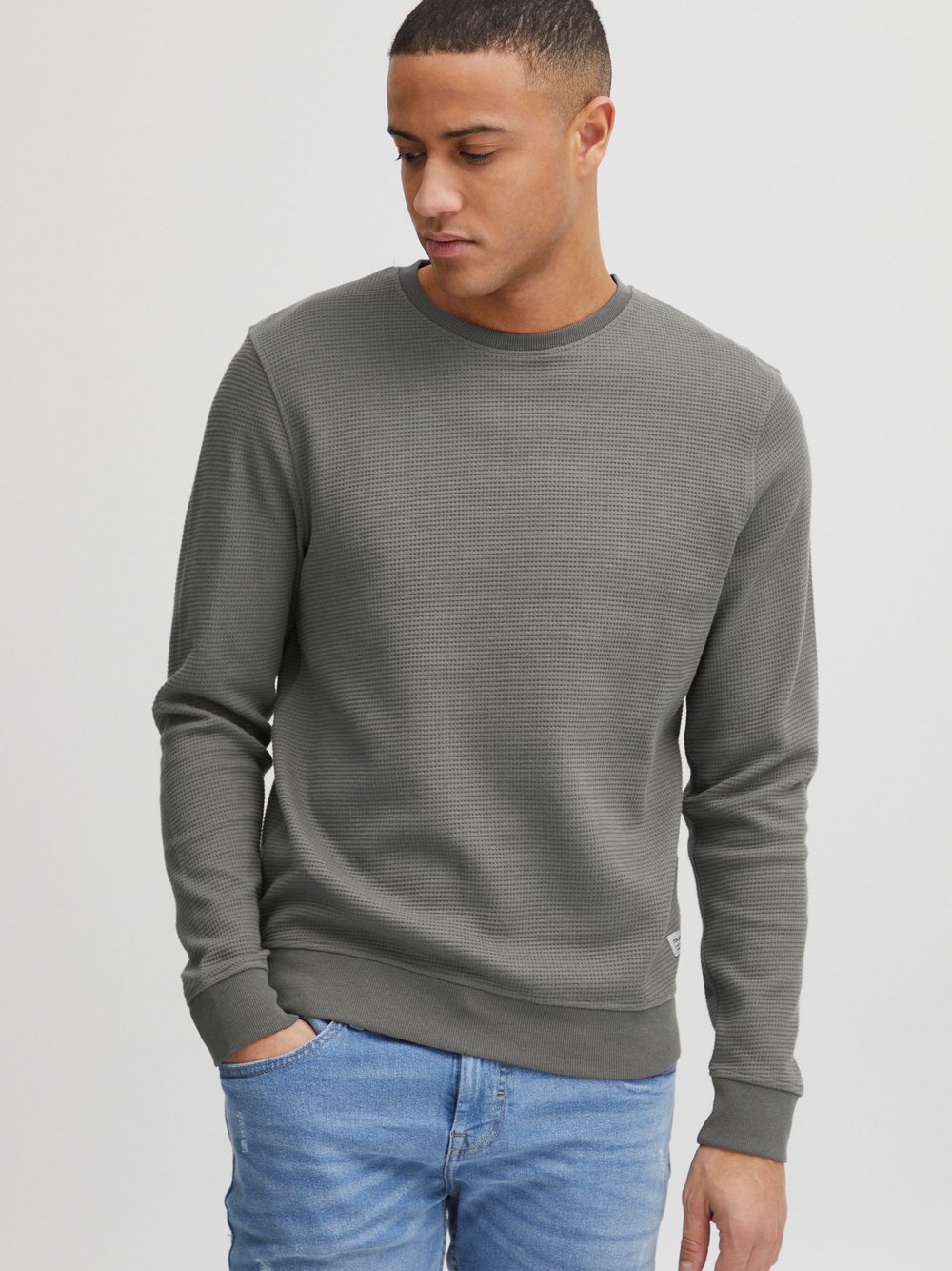 BLEND Sweatshirt Herren Baumwolle grau gemustert, M