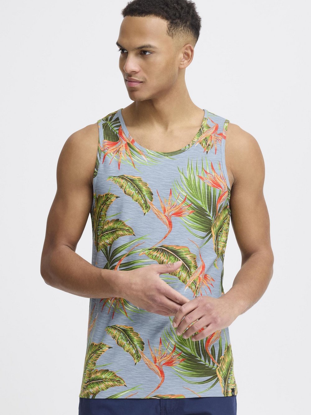 BLEND Tanktop Herren Baumwolle blau gemustert, XXXL
